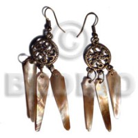 dangling 38mmx8mm brownlip sticks in antique oxidized