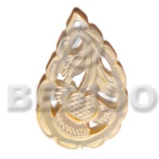mother of pearl shell (MOP) teardrop with design 45mm