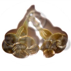 h=40mmxw=55mm twin blacklip flower carving with stem