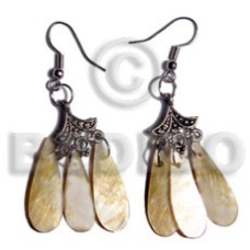 dangling 25mmx10mm mother of pearl shell (MOP) teardrops in oxidized metal