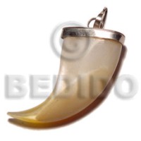 mother of pearl shell (MOP) fangs encasted in metal 35mm