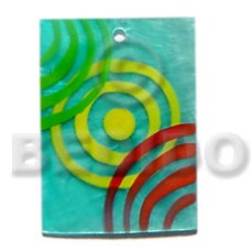 35mmx30mm rectangular aqua blue painted capiz