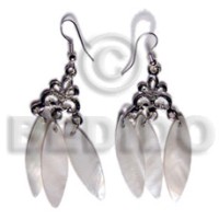 dangling 30mmx10mm kabibe shells in silver metal