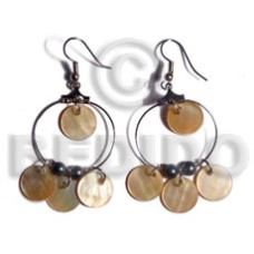 dangling 12mm round mother of pearl shell (MOP) in metal ring