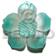 graduated aqua blue 30mm hammershell flower with
