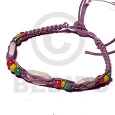 rasta braided pastel purple macrame bracelet with 3 pcs. sigay cowrie shells  adjustable