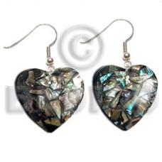 dangling heart 35mm laminated paua shells with