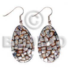 dangling teardrop 35x25mm laminated cowrie tiger shells
