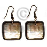 dangling 30mmx30mm square brownlip with brass wire
