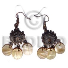 dangling 3 pcs. 12mm round mother of pearl shell (MOP) in