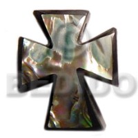paua abalone 40mm cross pendant with resin