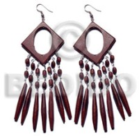dangling 35mm diamond reddish brown natural wood
