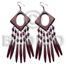 dangling 35mm diamond reddish brown natural wood