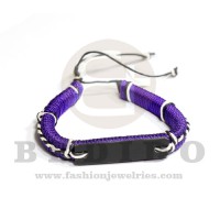 macrame violet bracelet with 48mm acrylic black id  adjustable bracelet