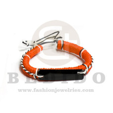 macrame red bracelet with 48mm acrylic black id  adjustable bracelet
