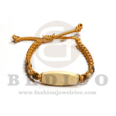macrame braided bracelet copper tone with 30mm wood bleached id  adjustable bracelet
