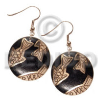 dangling 35mmx35mm natural wood round in black