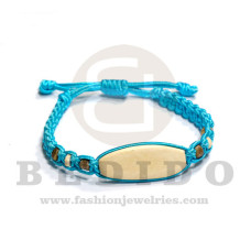 macrame braided bracelet turquoise cord with 30mm wood bleached id  adjustable bracelet