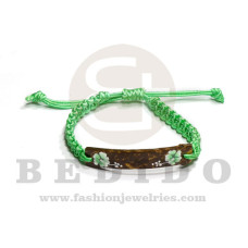 macrame friendship bracelet braided green with 50mm coco id  adjustable bracelet