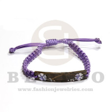 macrame friendship bracelet braided violet with 50mm coco id  adjustable bracelet