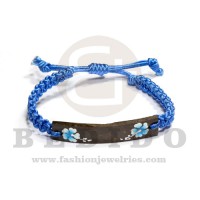 macrame friendship bracelet braided blue with 50mm coco id  adjustable bracelet