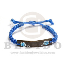 macrame friendship bracelet braided blue with 50mm coco id  adjustable bracelet