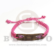 macrame friendship bracelet braided fuchsia with 50mm coco id  adjustable bracelet