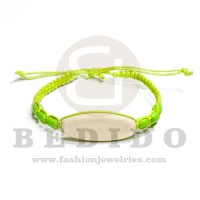 macrame braided bracelet bright green in 30mm wood bleached id with rasta beads adjustable bracelet