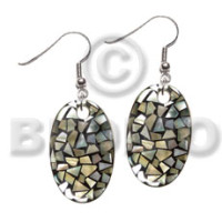 dangling oval 40mmx30mm black resin with laminated
