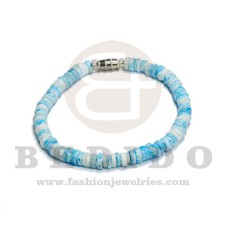 4-5mm white clam shell in baby blue tone bracelet