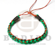 braided macrame friendship bracelet green / red and black combination