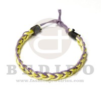 braided macrame friendship bracelet yellow and pastel violet combination