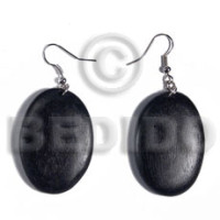 dangling oval 38mmx27mm natural wood in black