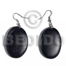 dangling oval 38mmx27mm natural wood in black
