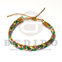 braided macrame friendship bracelet brown / yellow / green / purple combination