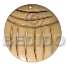 40mm round grooved natural white bone