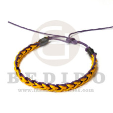 braided macrame friendship bracelet purple / yellow gold / black combination