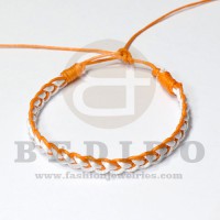 braided macrame friendship bracelet orange / white combination