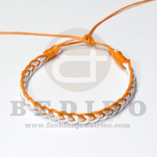 braided macrame friendship bracelet orange / white combination