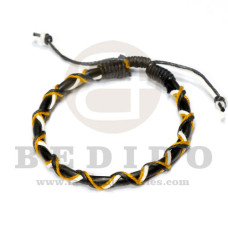 braided macrame friendship bracelet golden yellow / white / black combination