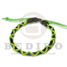 braided macrame friendship bracelet green / yellow combination
