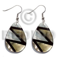dangling 40mmx30mm teardrop laminated kabibe with mother of pearl shell (MOP)