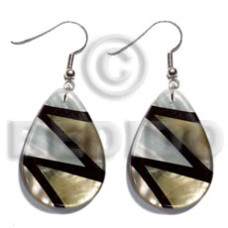 dangling 40mmx30mm teardrop laminated kabibe with mother of pearl shell (MOP)