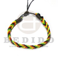 braided macrame friendship bracelet yellow / green / black / red combination