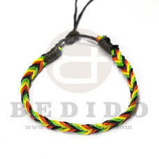 braided macrame friendship bracelet yellow / green / black / red combination