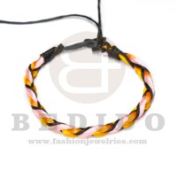 braided macrame friendship bracelet pink / black / golden yellow combination