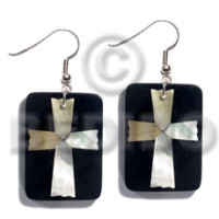 dangling 40mmx27mm rectangular black resin with laminated