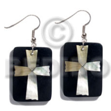 dangling 40mmx27mm rectangular black resin with laminated