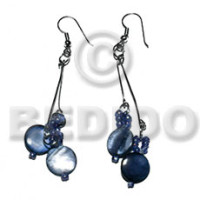 dangling laminated 10mm round blue kabibe shells
