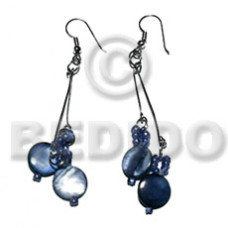 dangling laminated 10mm round blue kabibe shells